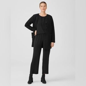 Eileen Fisher Black Straight Leg 100% Silk casual Pants